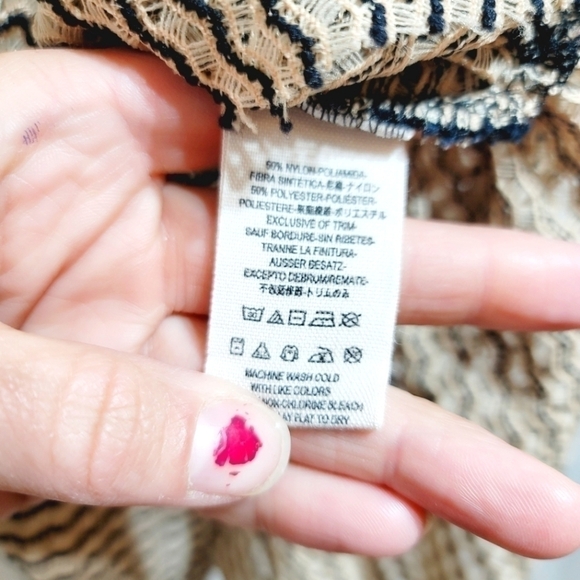 FREE PEOPLE SHEER BLACK & TAN LACE TRIM PEPLUM TANK TOP, SZ XS - Picture 9 of 12